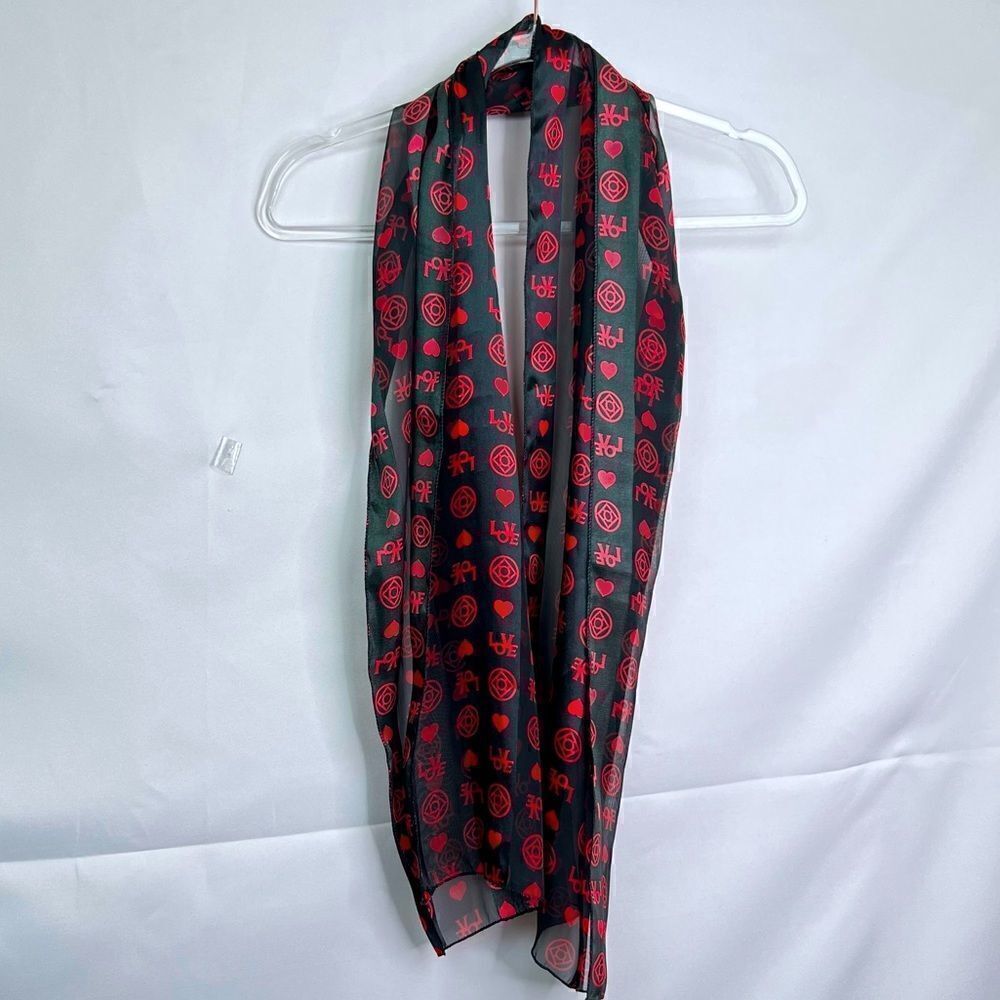 Black and Red Heart Live Print fashion scarf